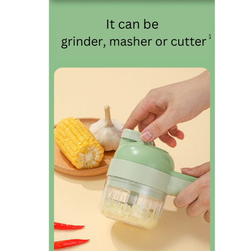 4 In1  Wireless Electric Vegetable Cutter Masher Chopper and Grinder