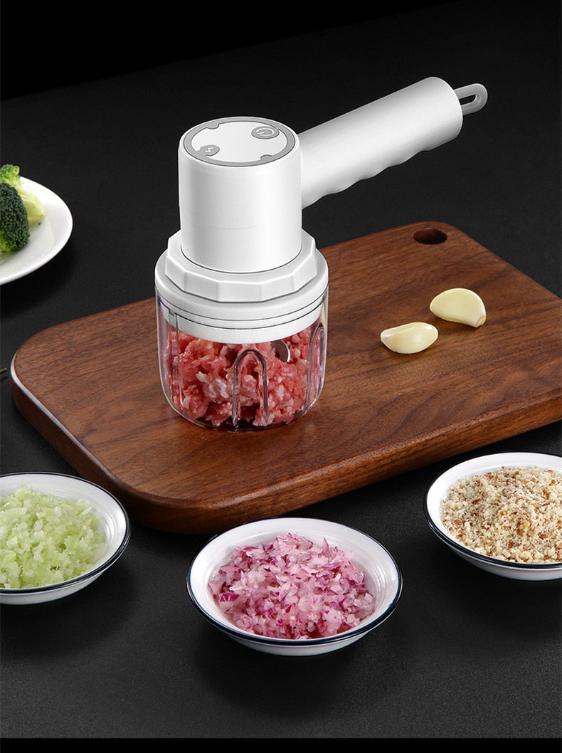 4 In1  Wireless Electric Vegetable Cutter Masher Chopper and Grinder