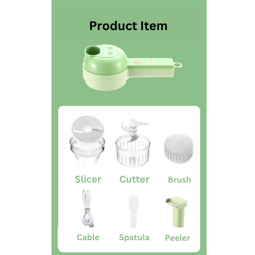 4 In1  Wireless Electric Vegetable Cutter Masher Chopper and Grinder